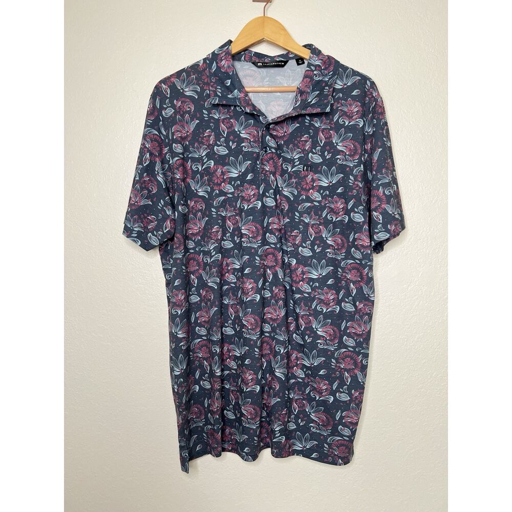 Travis Mathew Featherweight Flourish Polo Shirt Bold Floral Print Lightweight XL